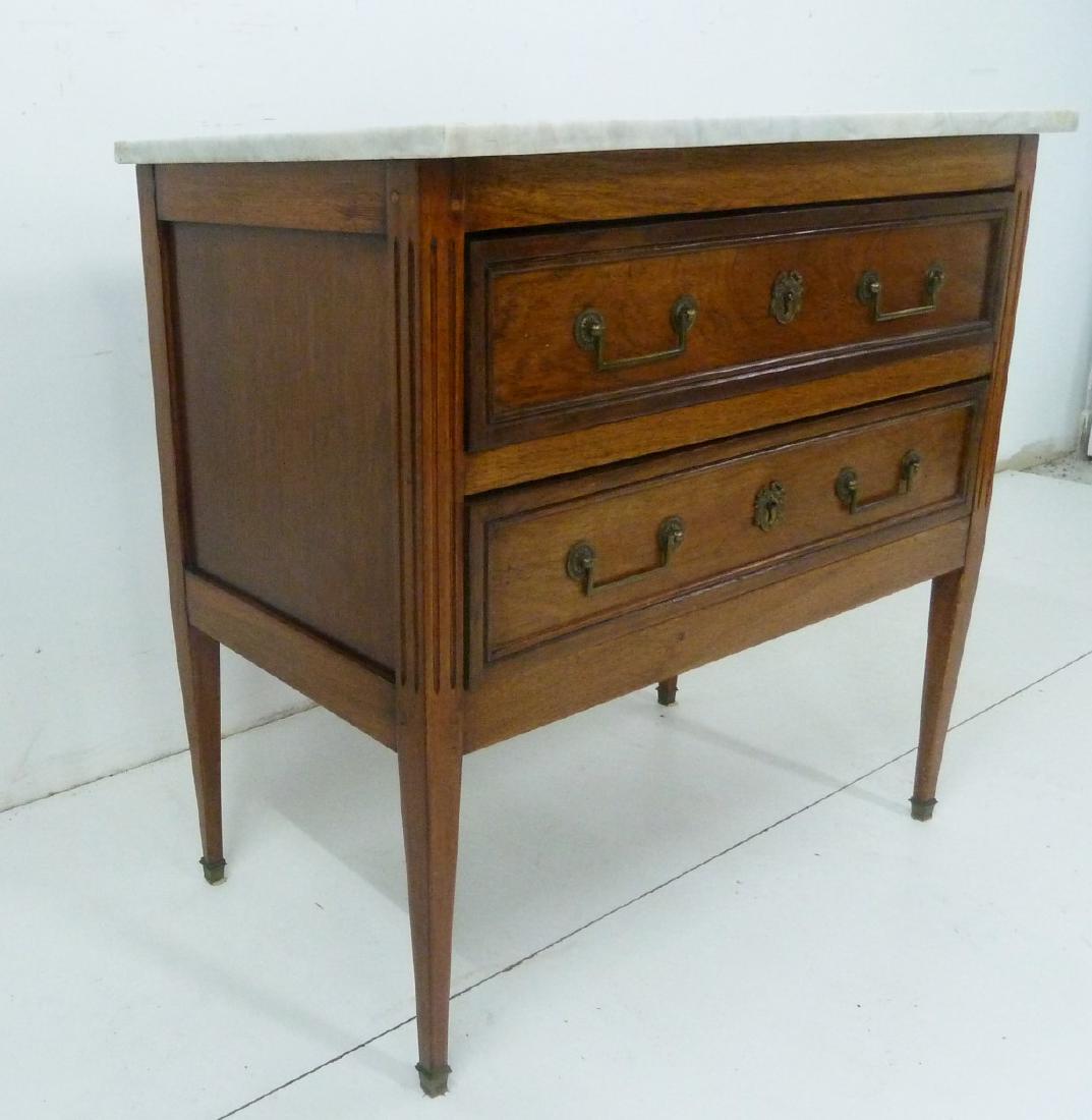 LOUIS XVI STYLE WALNUT MARBLE TOP COMMODE (1 of 4)