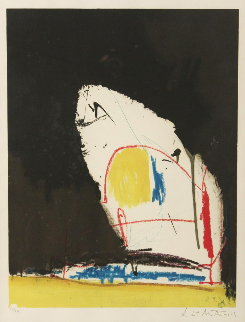 ROBERT MOTHERWELL (AMERICAN, 1915-1991) "CAPRICIO" 1961: ROBERT MOTHERWELL (AMERICAN, 1915-1991) "CAPRICIO" 1961, COLOR SILKSCREEN ON PAPER IN FRAME, EDITION XII/XXX SIGNED LOWER RIGHT, PUBLISHED BY BERGGRUEN, PARIS; SIGHT 20.25"H 15.5"W OVERALL 32"H 27"W; 