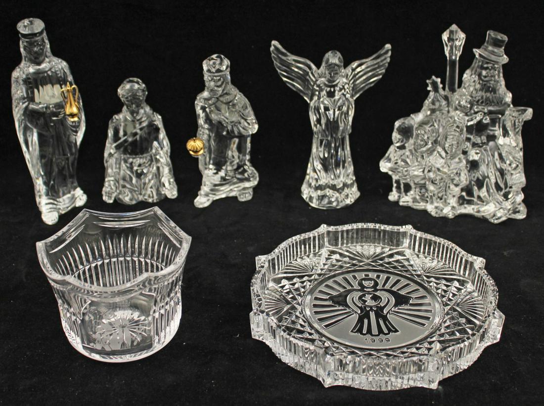 8 PIECE MISC. LOT OF WATERFORD CRYSTAL HAVING CHRISTMAS: 8 PIECE MISC. LOT OF WATERFORD CRYSTAL HAVING CHRISTMAS THEME WITH 3 WISE MEN, ANGEL AND OTHERS; PROPERTY OF THE ESTATE OF JIM AND JO WEBB, CLEVELAND, TN
