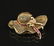 14K Y/G BONNET BROOCH/PIN W/RUBIES AND DIAMONDS; 7.7
