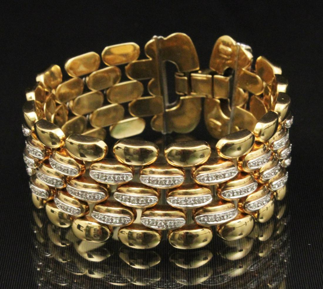 18K Y/G AND DIAMOND FLEXIBLE BRACELET;  83.8 GR TW (1 of 4)