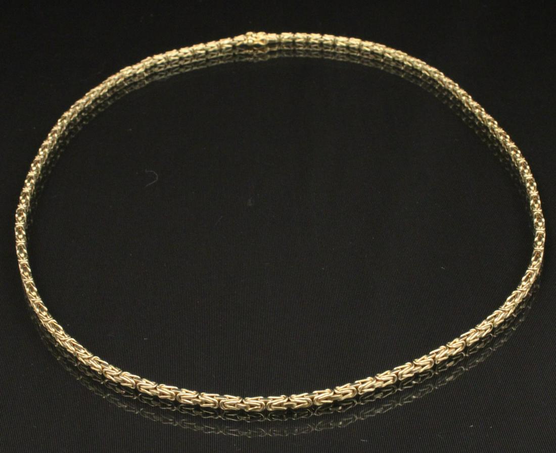 14K Y/G 28" BYZANTINE CHAIN; 32 GR TW: 14K YELLOW GOLD 28" BYZANTINE CHAIN; 3MM WIDTH; 32 GRAMS TOTAL WEIGHT