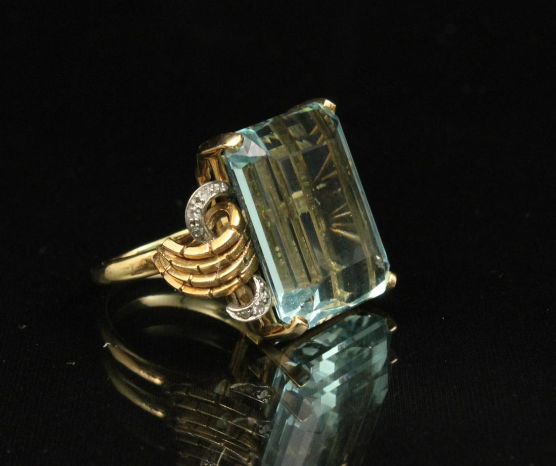 18K Y/G MTD.26.0 CT AQUAMARINE RING;  13.5 GR TW (1 of 2)