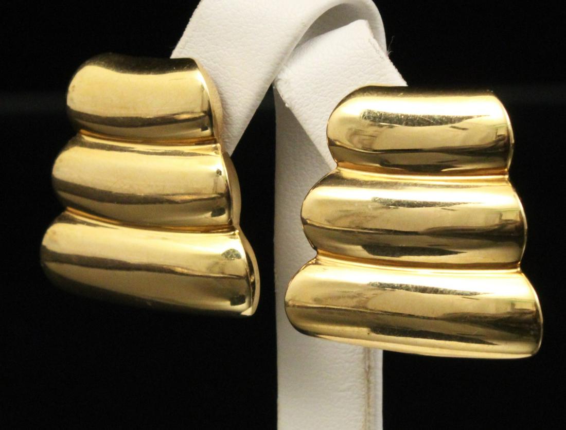 18K Y/G GOLD DESIGNER EARRINGS;  13.6 GR TW (1 of 1)