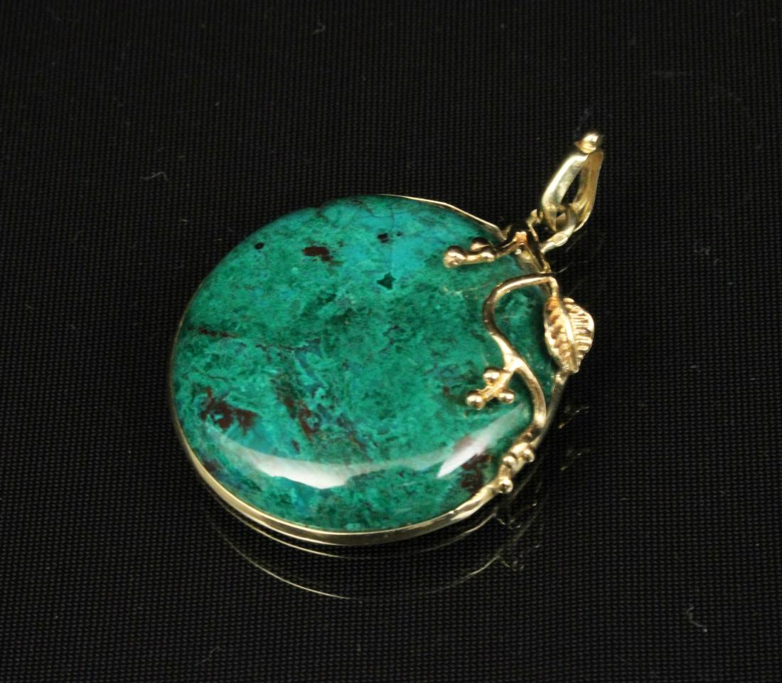 14 Y/G MTD. GREEN QUARTZ PENDANT; 31MM (1 of 1)