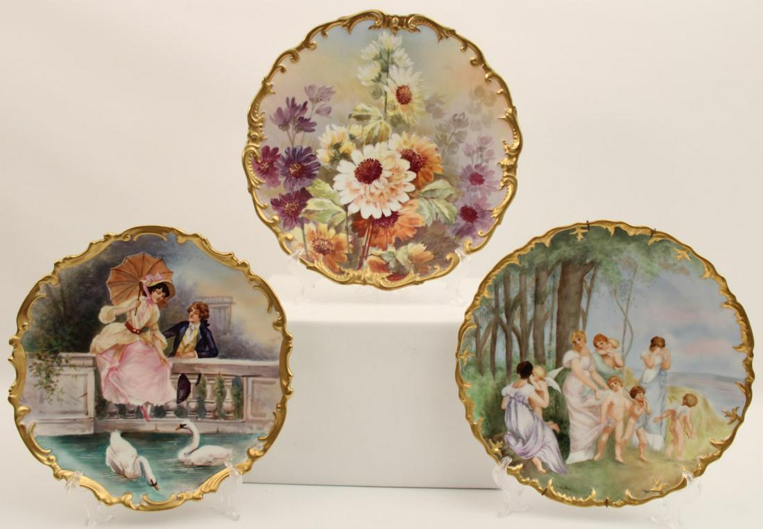 MISC. LOT OF 3 LARGE SIGNED FRENCH LIMOGES CHARGERS (1 of 2)