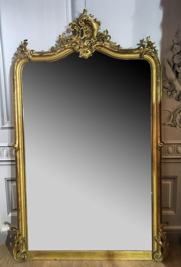 19TH C. FRENCH LOUIS XV STYLE GILTWOOD MIRROR (1 of 4)