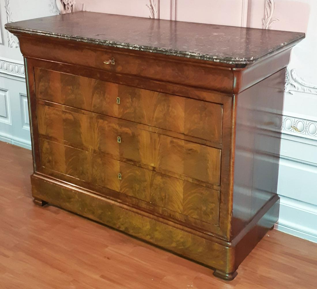 FINE LOUIS PHILIPPE STYLE COMMODE WITH GRANITE TOP (1 of 3)