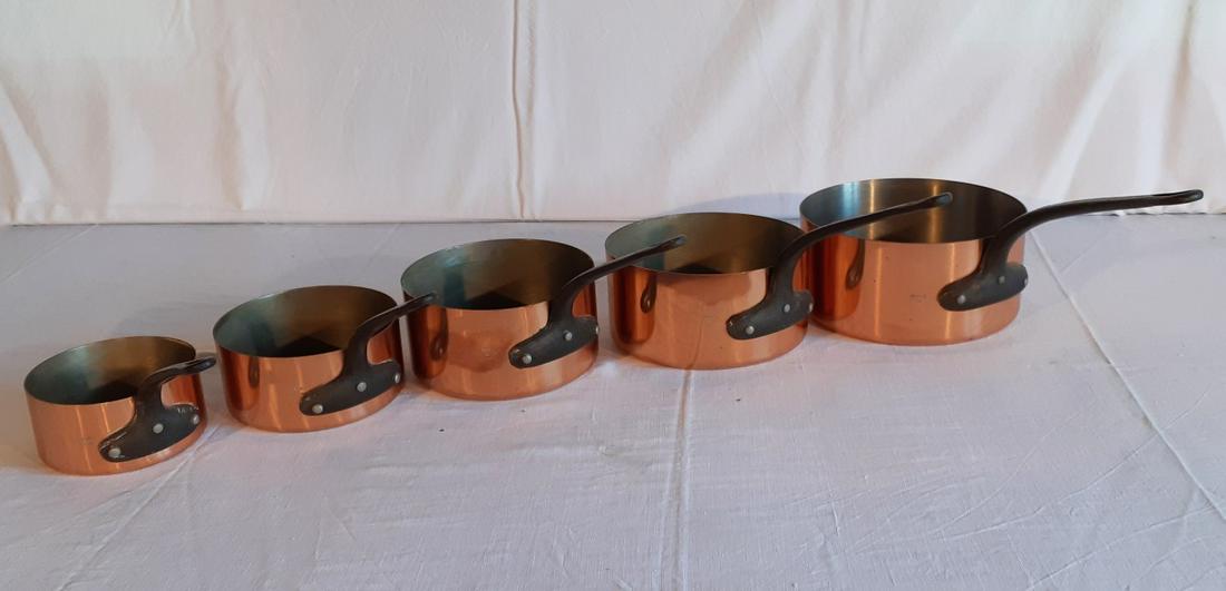 SET OF 5 GRADUATING FRENCH COPPER CULINARY PANS (1 of 4)