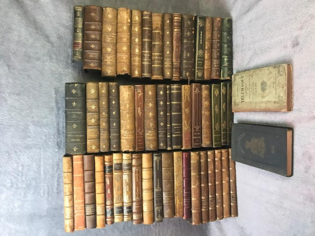 MISC. LOT OF 51 TOOLED LEATHER BOUND BOOKS (1 of 5)