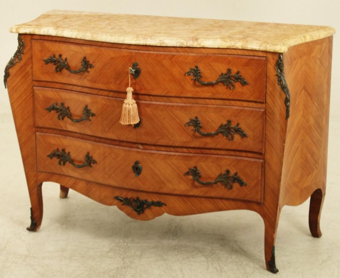 SERPENTINE LOUIS XV STYLEMARBLE TOP COMMODE (1 of 4)
