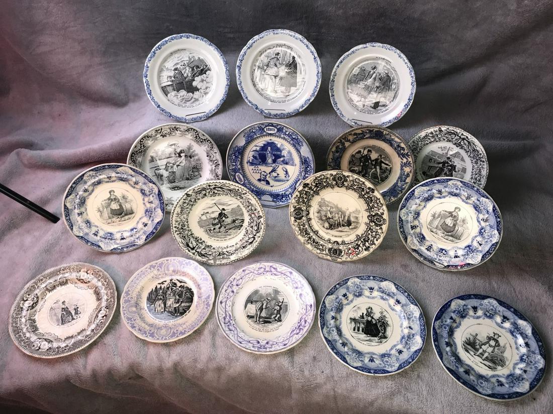 16 FRENCH HISTORICAL TRANSFER WARE PLATES (1 of 10)