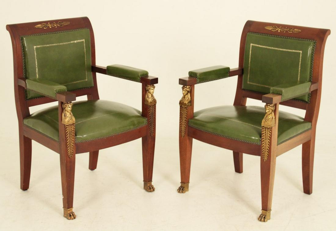 PR. OF FRENCH EMPIRE STYLE MAHOGANY FAUTEUILS (1 of 3)