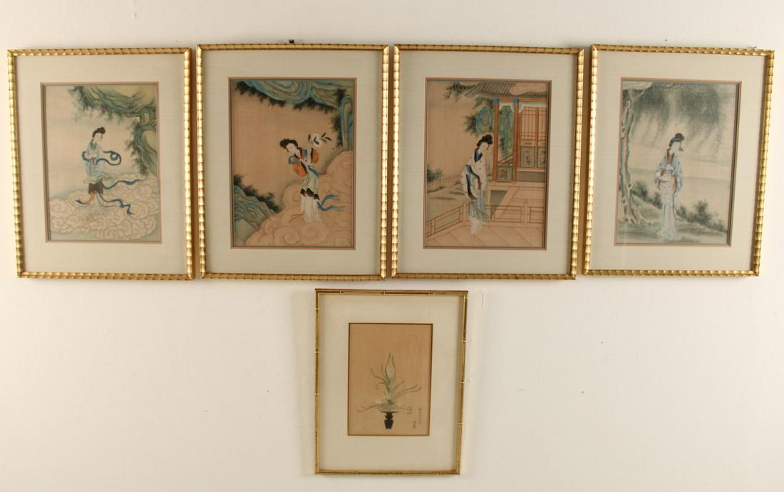 LOT OF 5 ORIENTAL FRAMED WORKS (1 of 4)