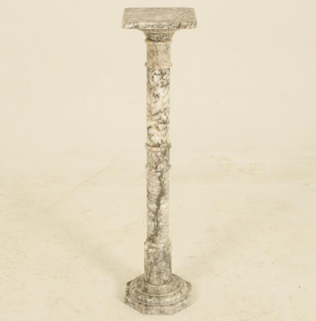 VARIEGATED GREY/WHITE MARBLE PEDESTAL (1 of 3)
