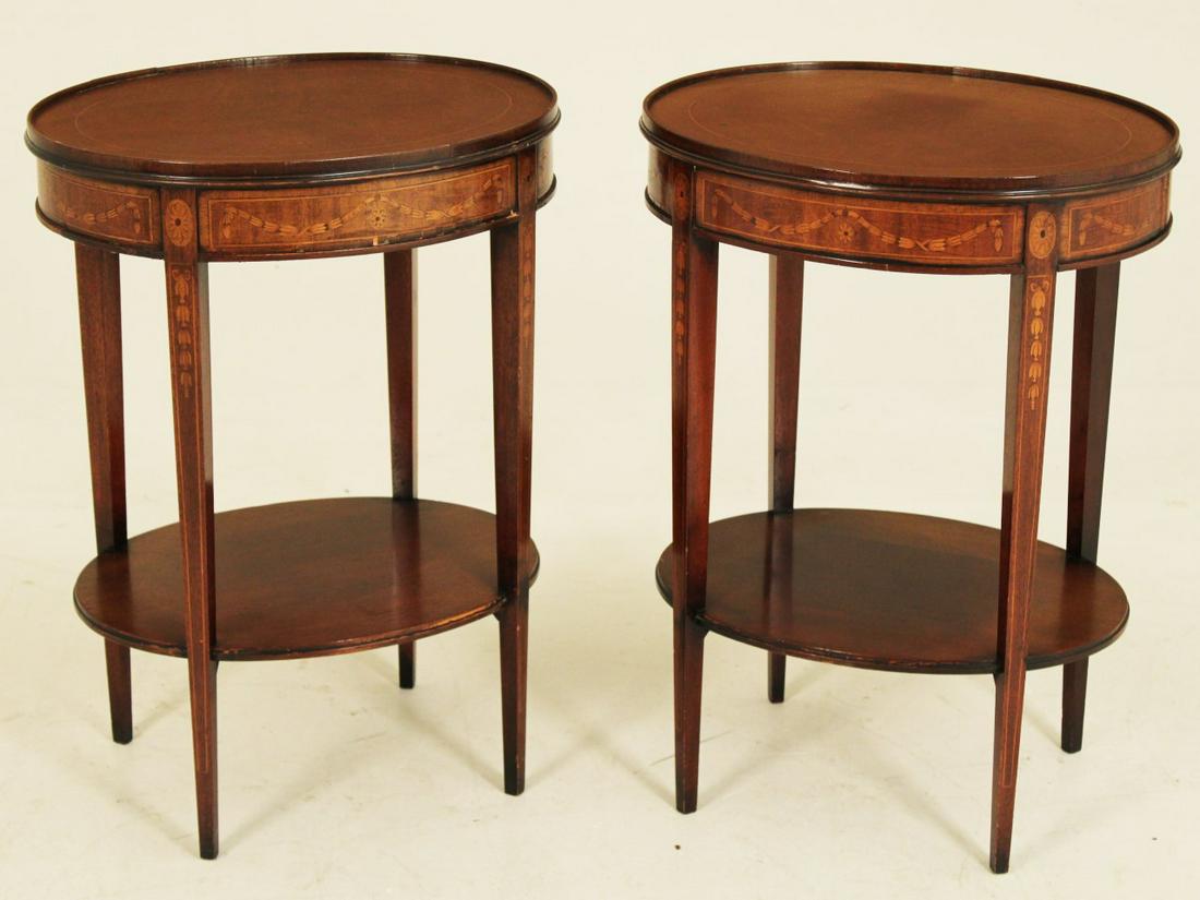 PR. OF ENGLISH MAHOGANY INLAID OCCASSIONAL TABLES (1 of 4)
