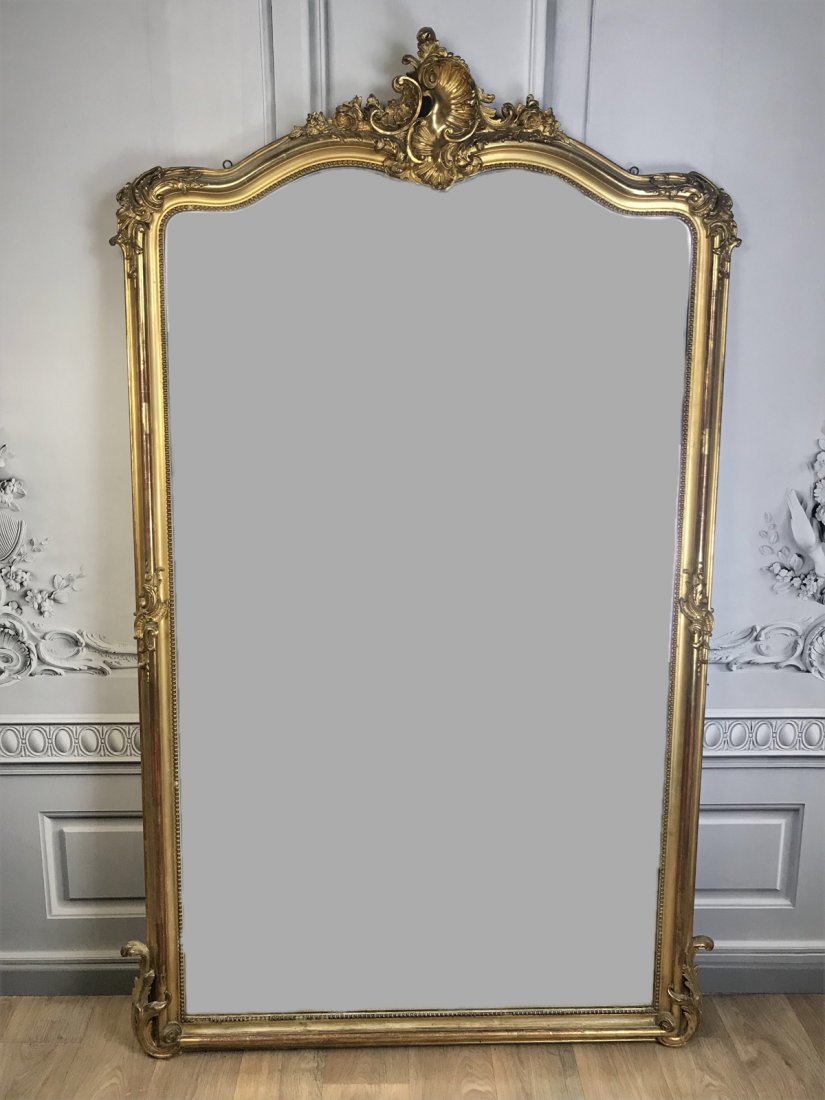 LOUIS XV STYLE CARVED GILT WOOD MIRROR (1 of 3)