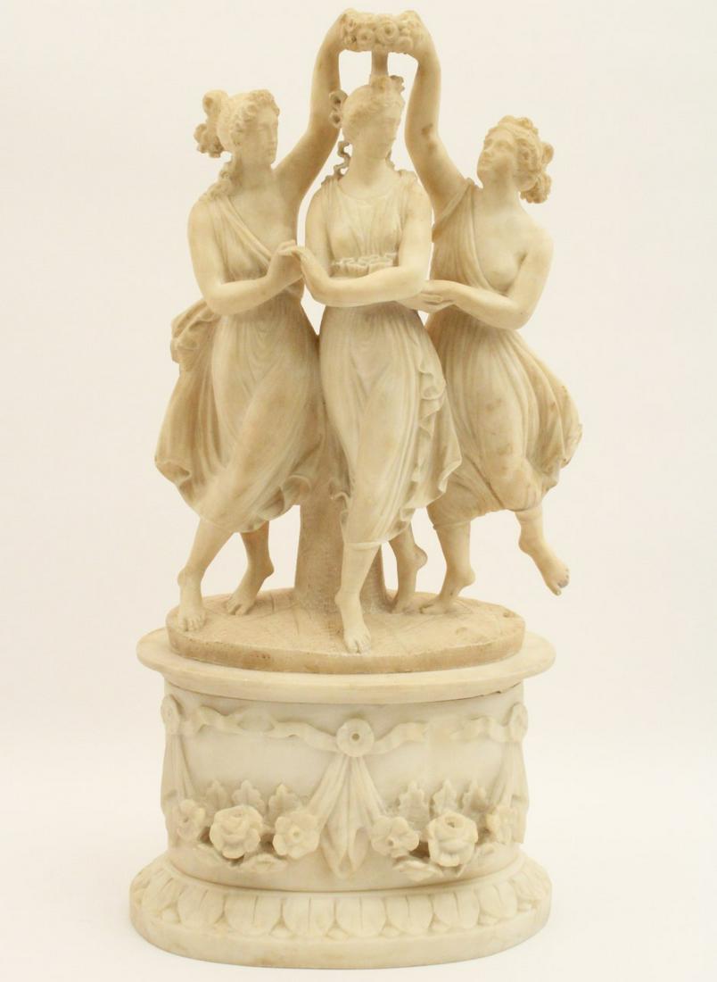 CARVED ALABASTER FIGURE OF 3 FEMALE BEAUTIES (1 of 4)