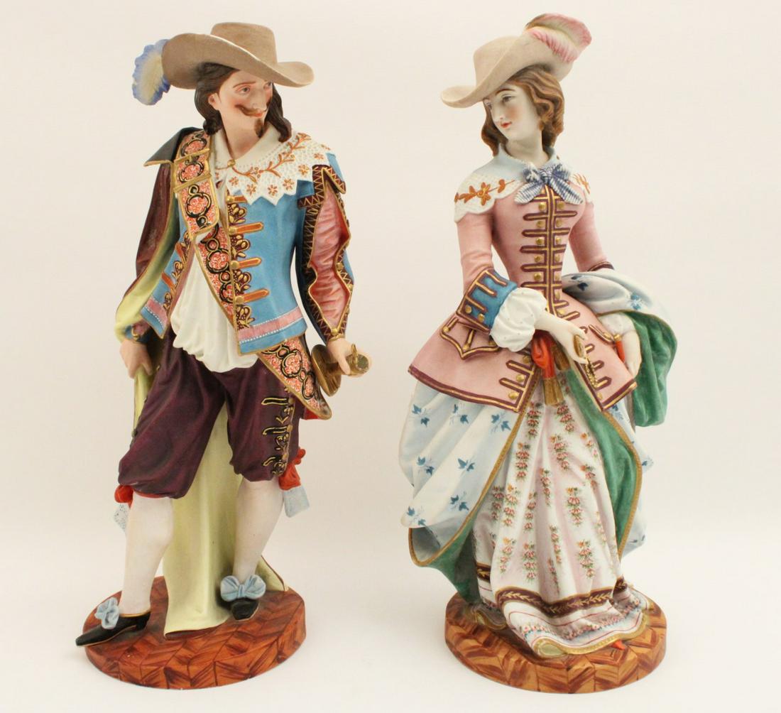 PR. OF 16.5" FRENCH CHANTILLY BISQUE PORC. FIGURINES (1 of 3)