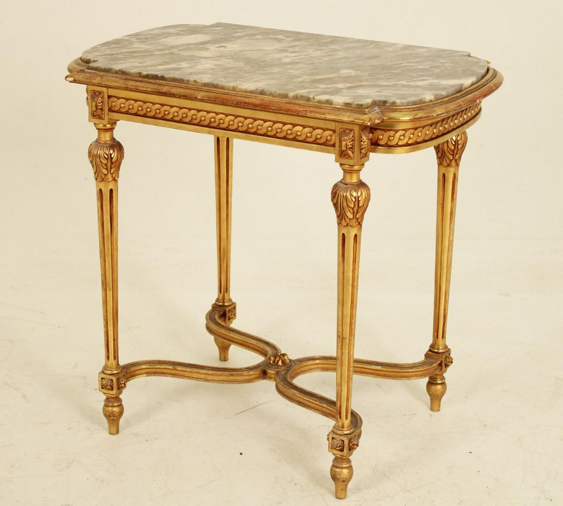 LOUIS XVI STYLE GILTWOOD MARBLE TOP SALON TABLE (1 of 4)
