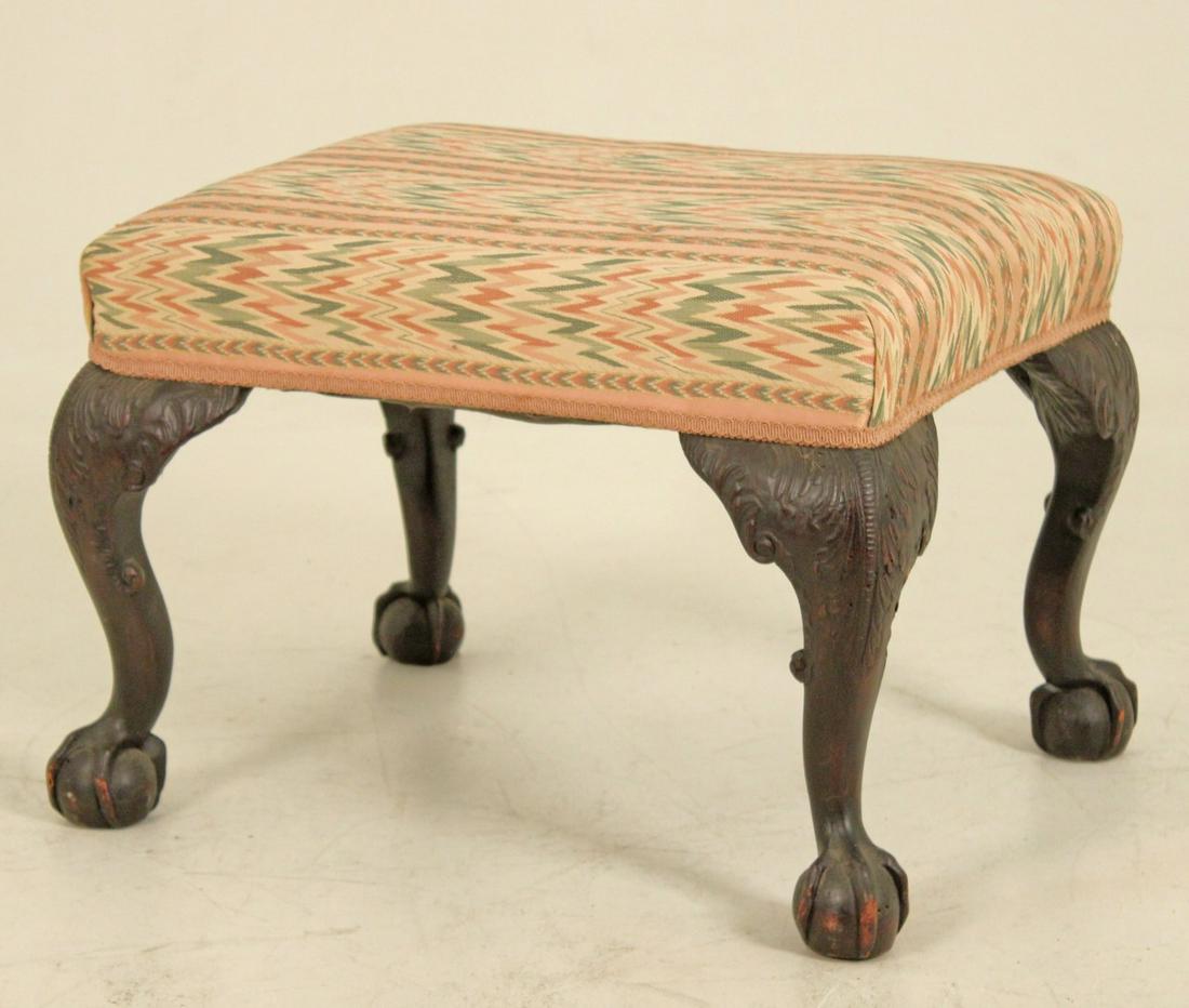 GEORGIAN CARVED MAHOGANY STOOL (1 of 3)