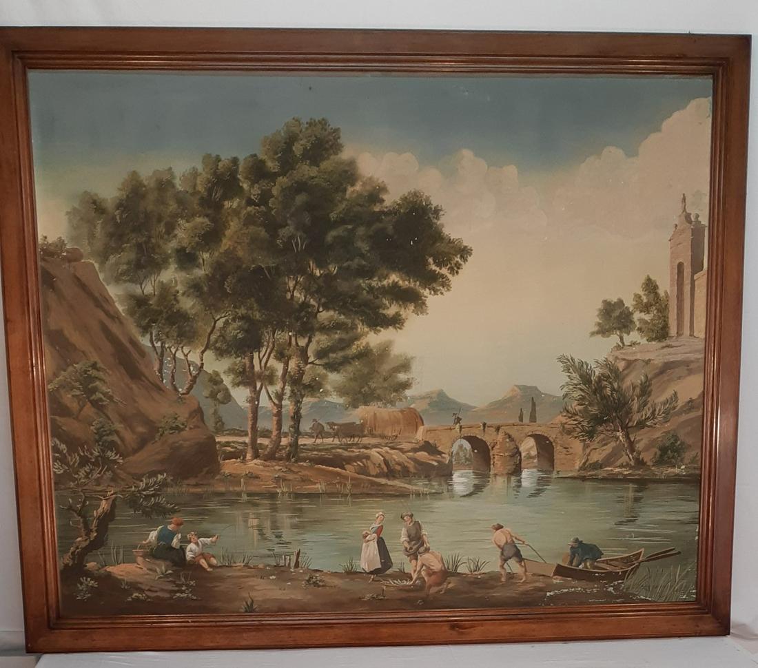 LARGE FRAMED EUROPEAN O/C LANDSCAPE PAINTING (1 of 7)
