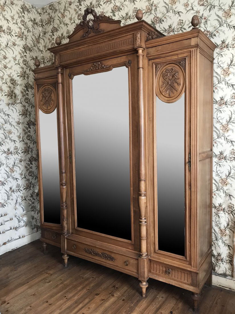 LOUIS XVI STYLE TRIPLE DOOR ARMOIRE (1 of 6)