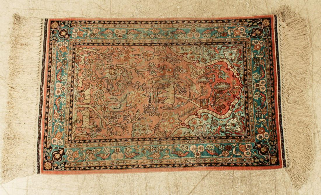 FINE PERSIAN SILK PRAYER RUG 2'1" X 3'10": FINE PERSIAN SILK PRAYER RUG, 2'1" X 3'10"
