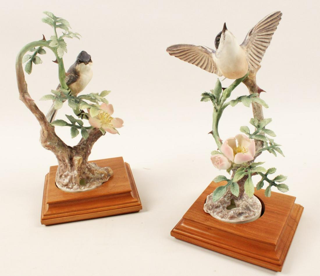 PR OF LESSER WHITE THROAT PORCELAIN BIRD MODELS BY: PAIR OF LESSER WHITE THROAT PORCELAIN BIRD MODELS BY DOROTHY DOUGHTY FOR ROYAL WORCESTER; 10.5"H