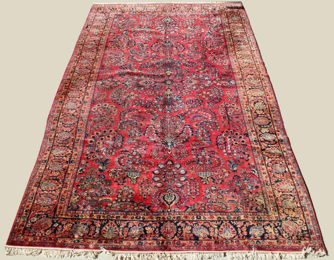 SEMI-ANTIQUE HANDMADE PERSIAN RUG 9' X 16' 8": SEMI-ANTIQUE HANDMADE PERSIAN RUG 9' X 16'8"; CONDITION: HAS BEEN RE-FRINGED