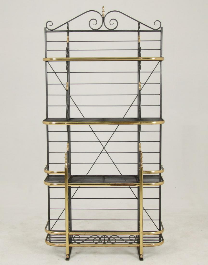 FRENCH STYLE BRASS AND IRON 4 TIER BAKER'S RACK (1 of 1)