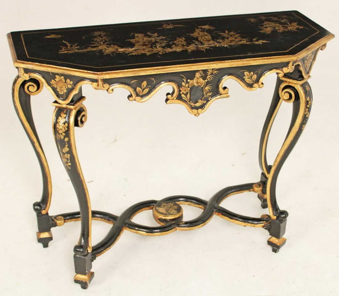 ITALIAN STYLE CHINOISERIE LACQUERED CONSOLE TABLE (1 of 2)
