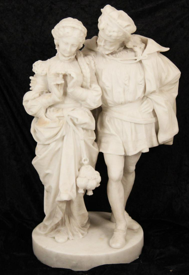 19TH C. EUROPEAN MARBLE SCULPTURE OF TWO LOVERS (1 of 4)