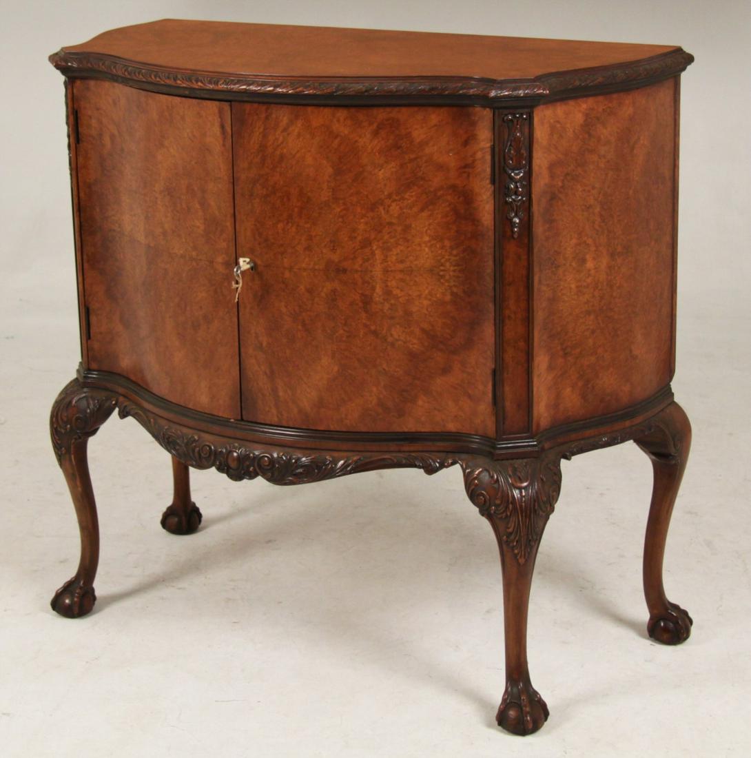 ENGLISH SERPENTINE BURL WALNUT COMMODE (1 of 2)