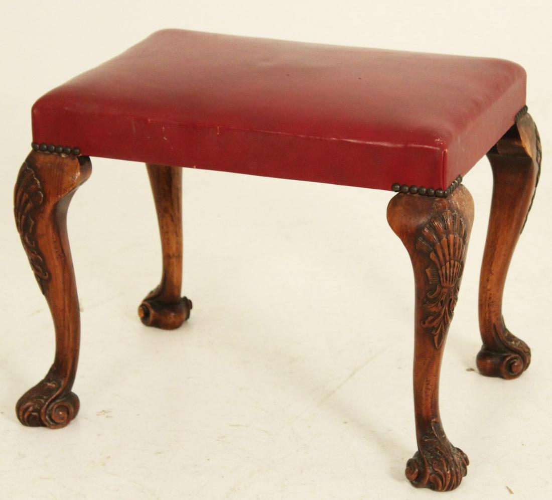 19TH C. ENGLISH WALNUT UPHOLSTERED STOOL (1 of 3)