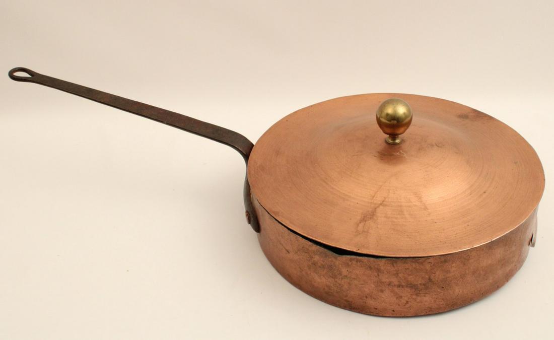 LARGE EARLY FRENCH COPPER COVERED CULINARY PAN (1 of 3)