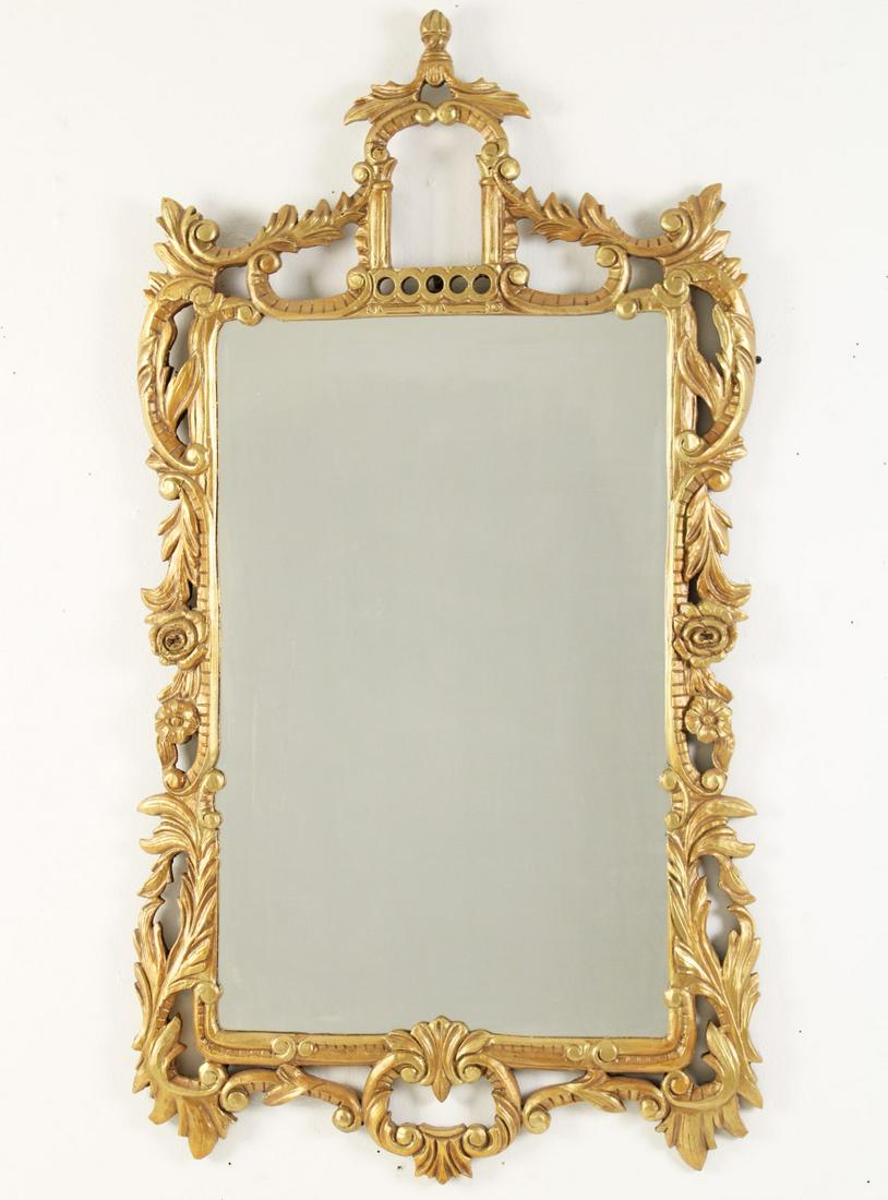 ITALIAN CARVED GILTWOOD MIRROR W/PAGODA PEDIMENT (1 of 3)