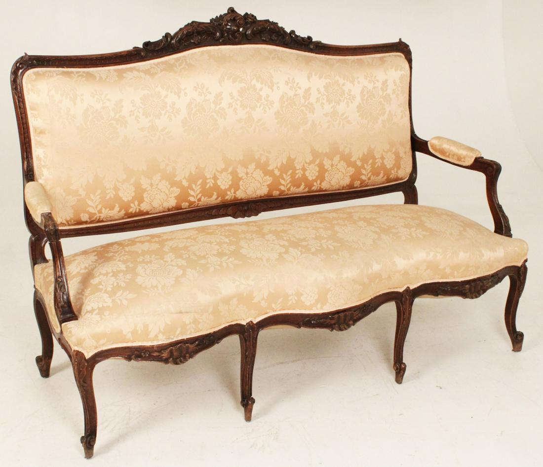 19TH C.LOUIS XV STYLE WALNUT SETTEE (1 of 3)