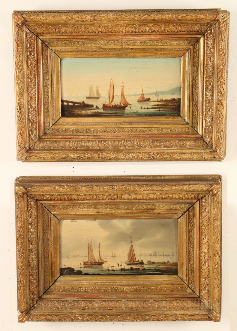 PR. OF 19TH C. MARINE SCENE PAINTINGS; OILON PANEL (1 of 4)