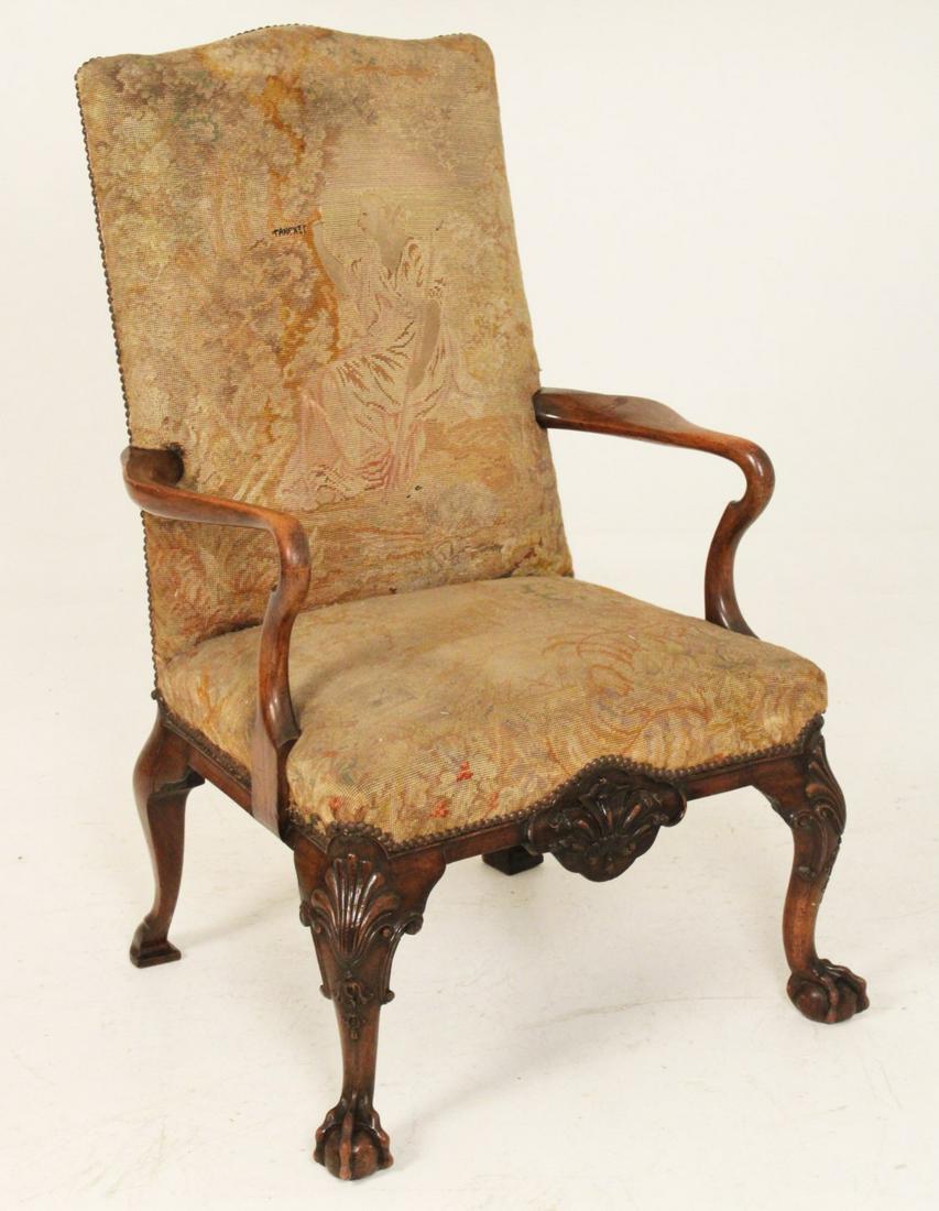 ENGLISH WALNUT N/P CHAIR WITH SHEPHERD CROOK ARMS (1 of 6)