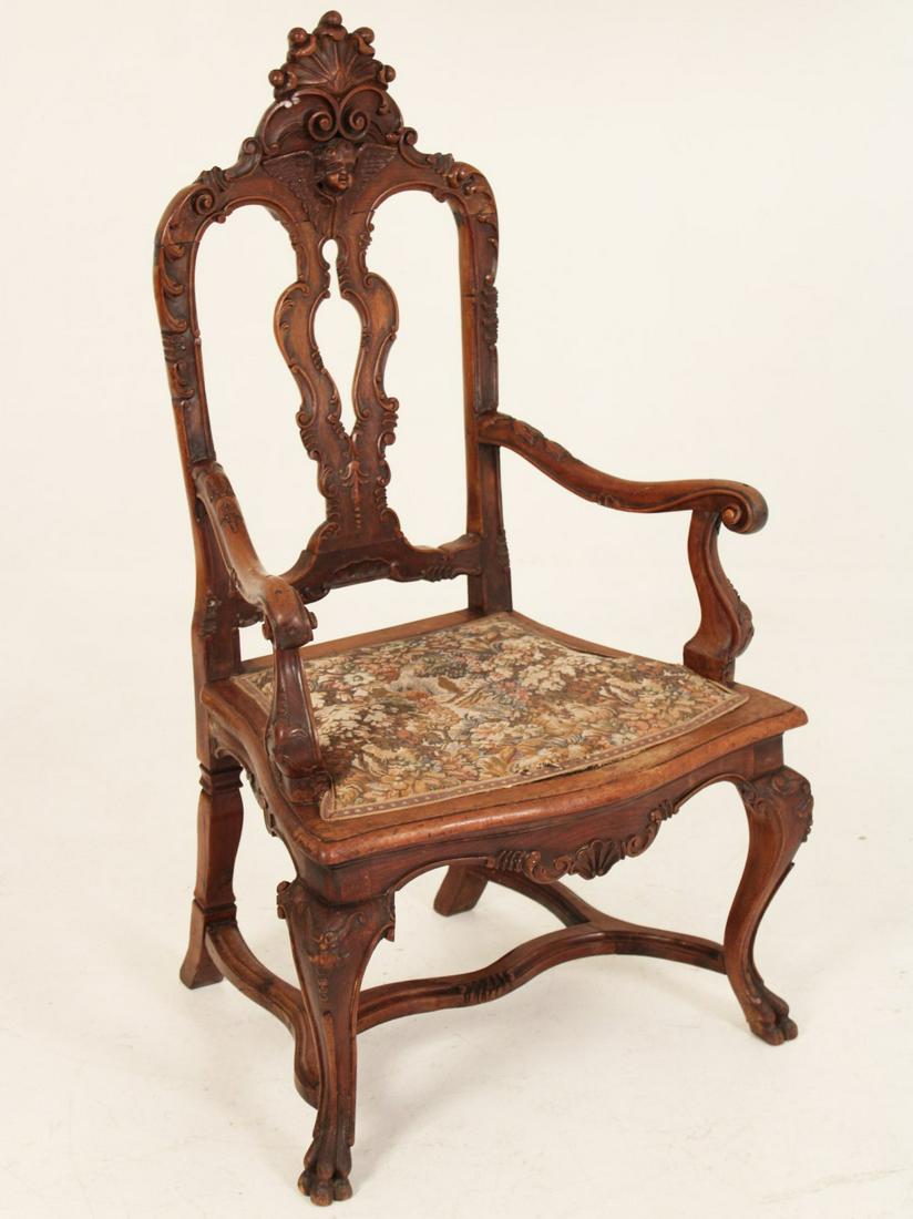 19TH C. ITALIAN BAROQUE CARVED ARM CHAIR (1 of 4)
