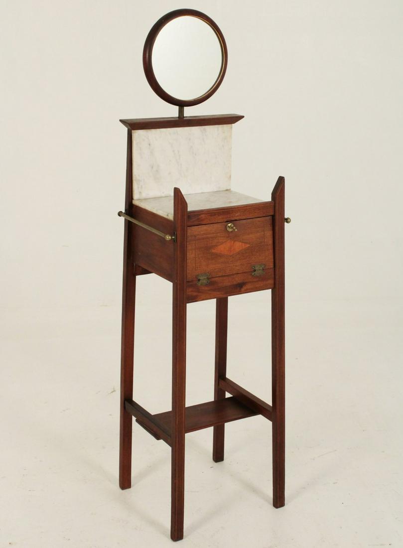 ENGLISH EDWARDIAN INLAID MAHOGANY SHAVING STAND (1 of 4)
