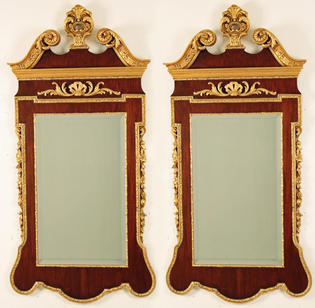 PR. OF MAHOGANY AND PARTIAL GILTWOOD MIRRORS (1 of 4)