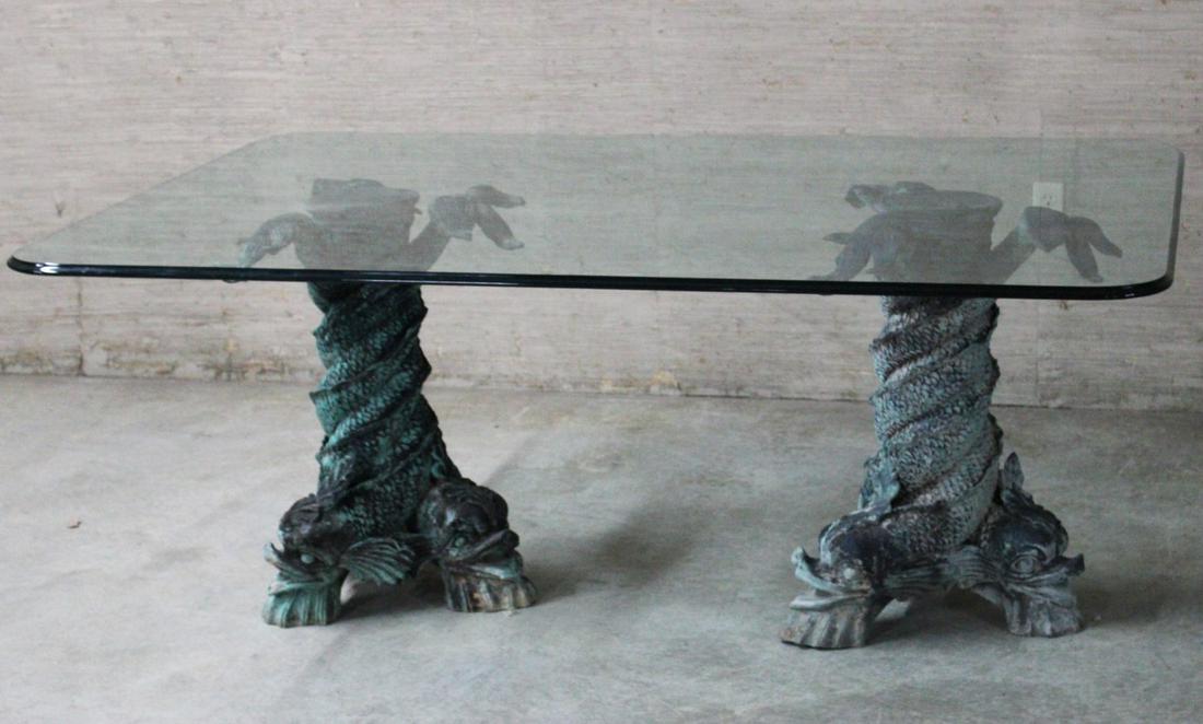 BRONZE MOUNTED GLASS DINING TABLE (1 of 1)