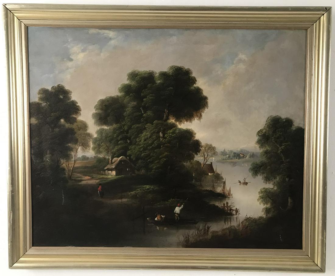 EUROPEAN OIL ON CANVAS LANDSCAPE PAINTING (1 of 2)