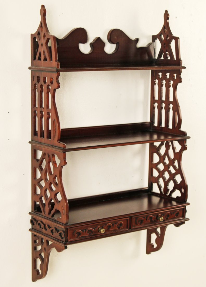 CHINESE CHIPPENDALE STYLE HANGING SHELF (1 of 2)