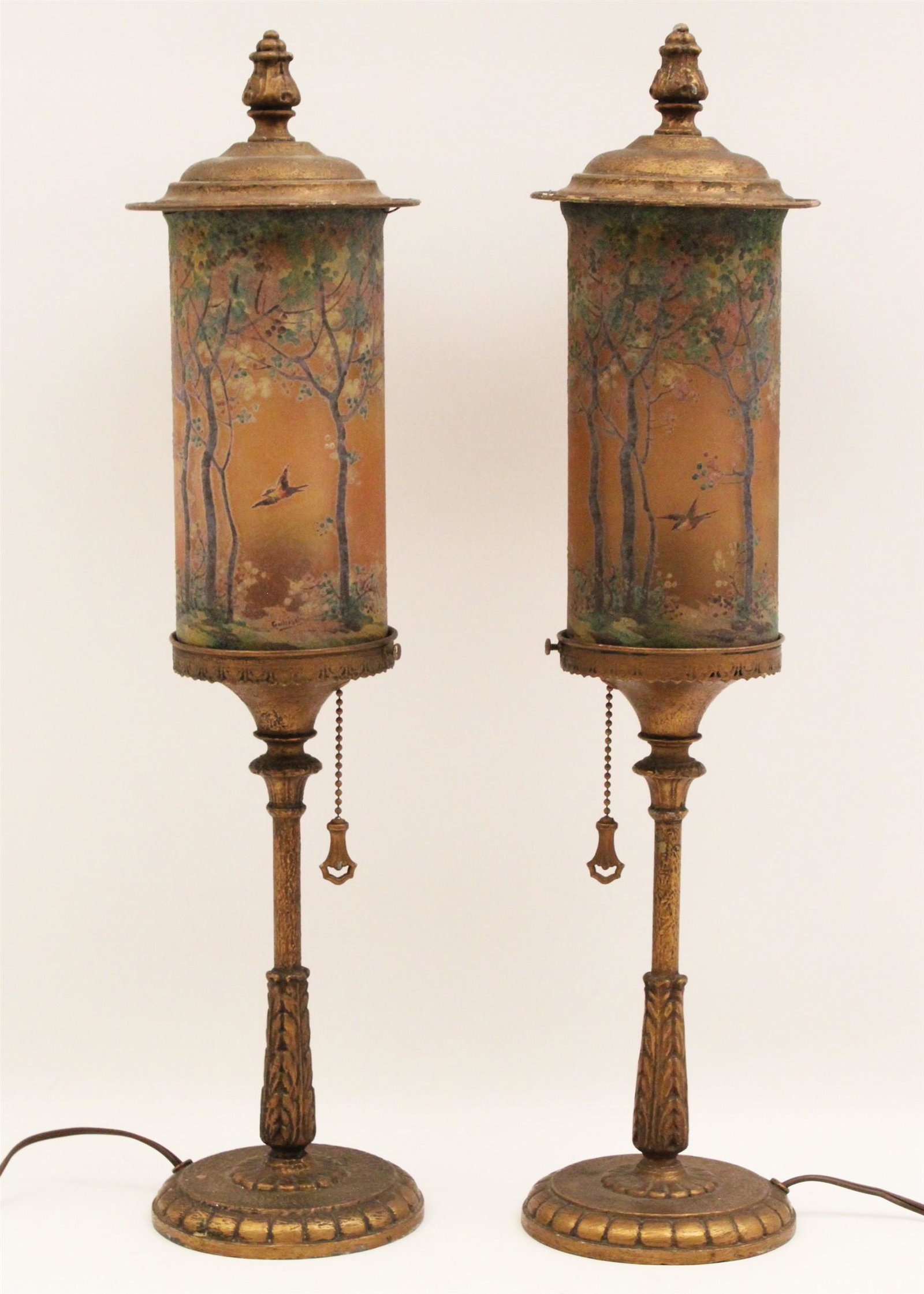 PR. OF HANDEL ART GLASS TORCHIERE LAMPS (1 of 10)