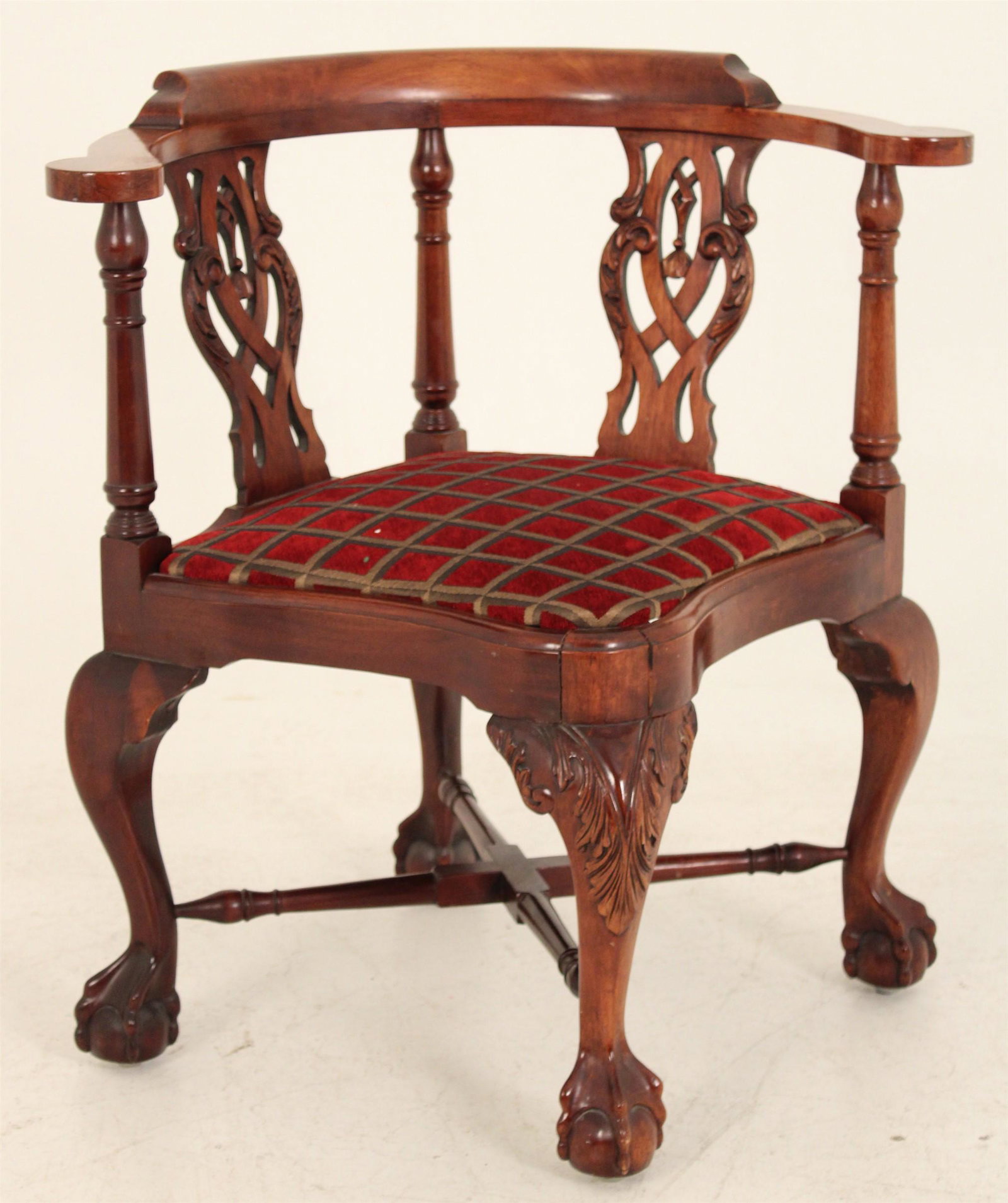 CHIPPENDALE STYLE MAHOGANY CORNER ARM CHAIR (1 of 3)