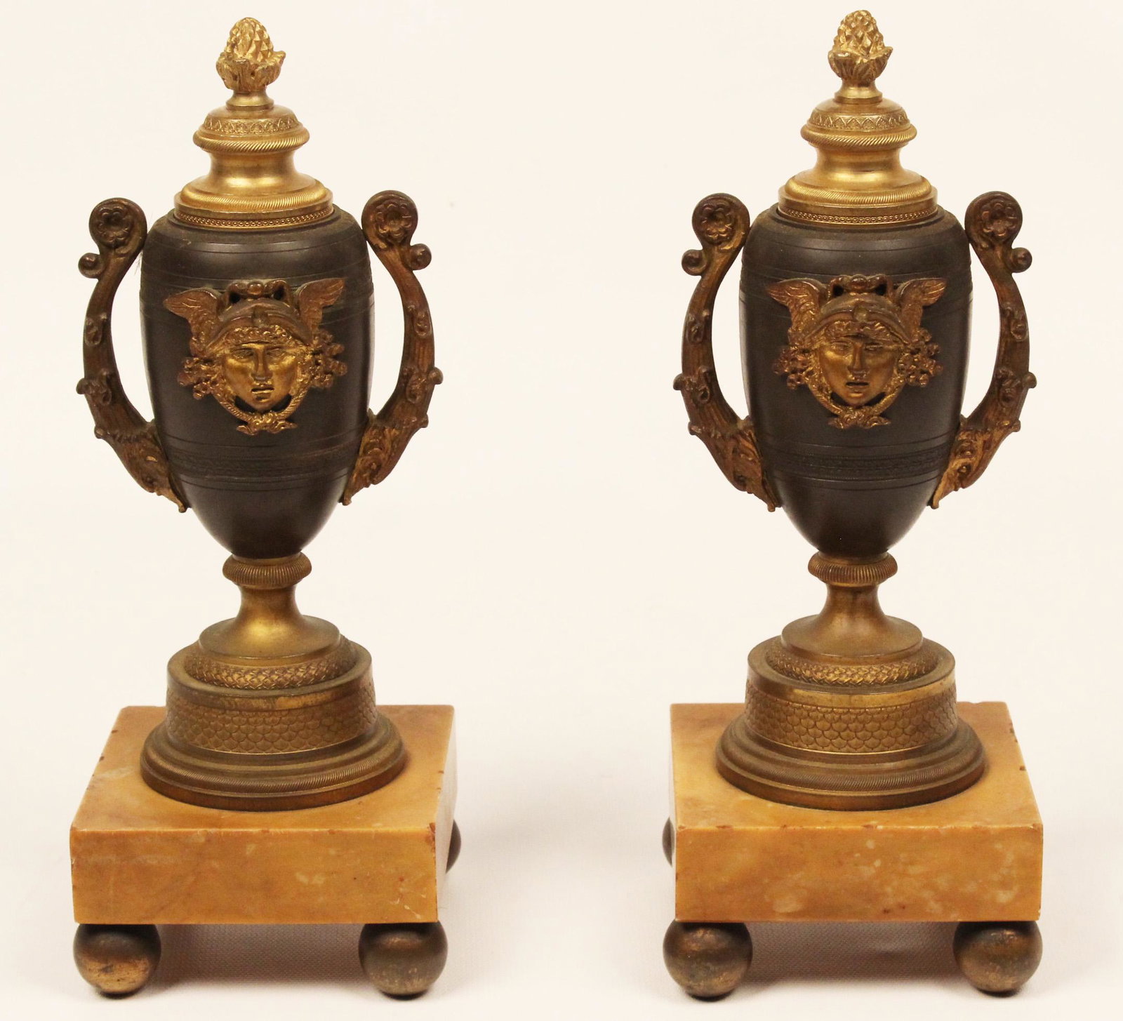 PR. OF 19TH C. FRENCH BRONZE AND GOLD GILT URNS (1 of 3)