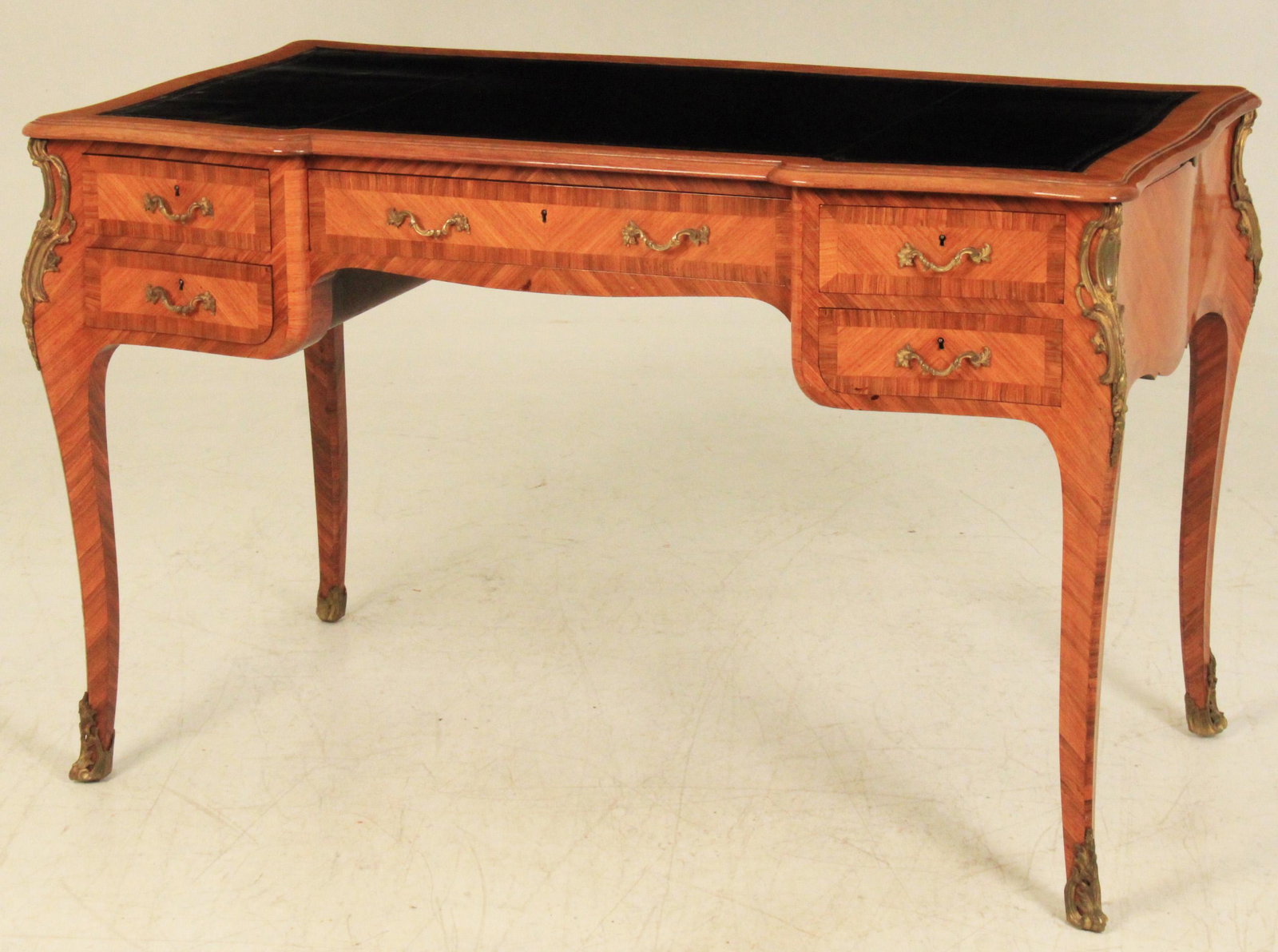 FRENCH LOUIS XV STYLE TULIPWOOD BRONZE MTD BUREAU (1 of 5)